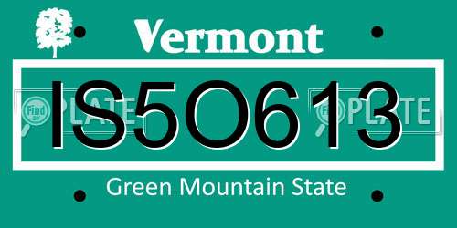 IS5O613 Vermont License Plate