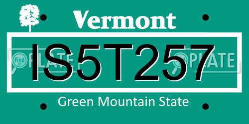 IS5T257 Vermont License Plate