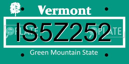 IS5Z252 Vermont License Plate