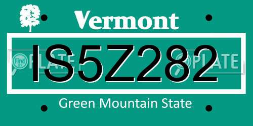 IS5Z282 Vermont License Plate