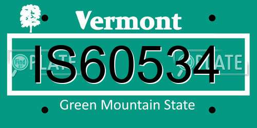 IS60534 Vermont License Plate