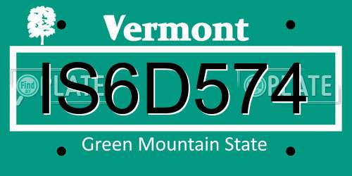 IS6D574 Vermont License Plate