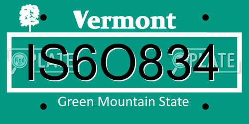 IS6O834 Vermont License Plate