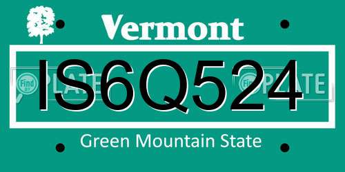 IS6Q524 Vermont License Plate