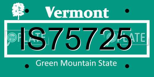 IS75725 Vermont License Plate