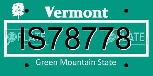 IS78778 Vermont License Plate