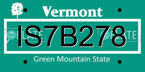 IS7B278 Vermont License Plate