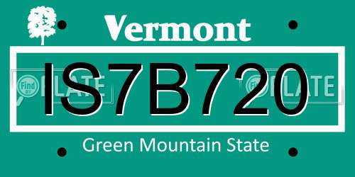 IS7B720 Vermont License Plate