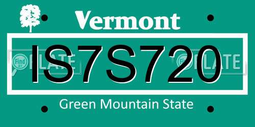 IS7S720 Vermont License Plate