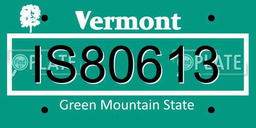 IS80613 Vermont License Plate