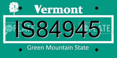 IS84945 Vermont License Plate