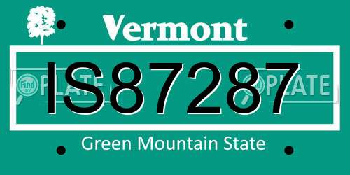 IS87287 Vermont License Plate