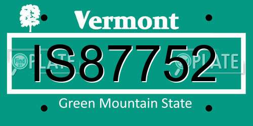 IS87752 Vermont License Plate
