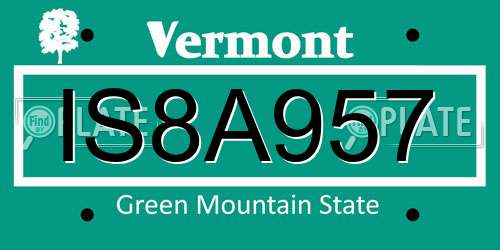 IS8A957 Vermont License Plate
