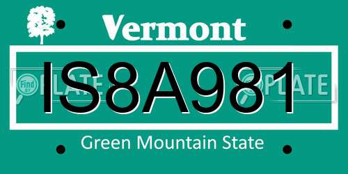 IS8A981 Vermont License Plate