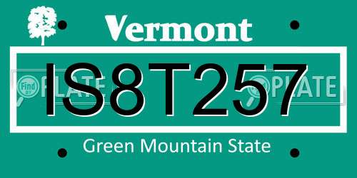 IS8T257 Vermont License Plate