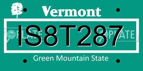 IS8T287 Vermont License Plate