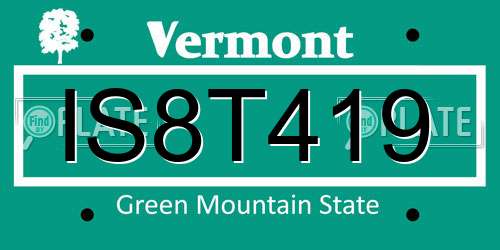 IS8T419 Vermont License Plate