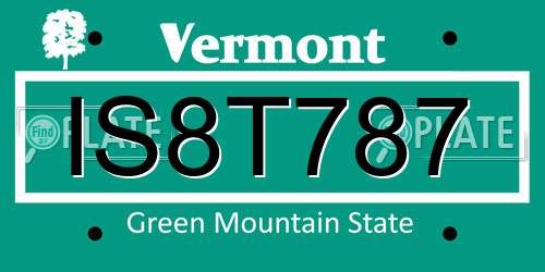 IS8T787 Vermont License Plate