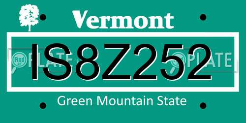 IS8Z252 Vermont License Plate