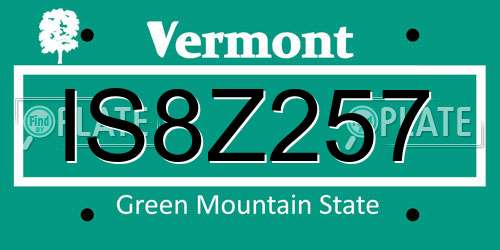 IS8Z257 Vermont License Plate