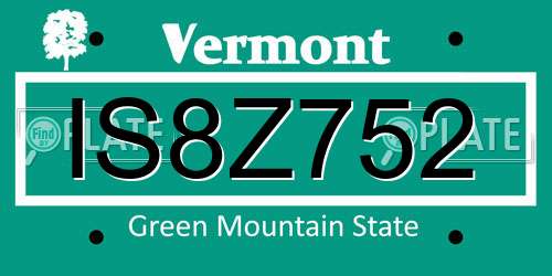IS8Z752 Vermont License Plate