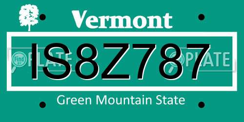IS8Z787 Vermont License Plate