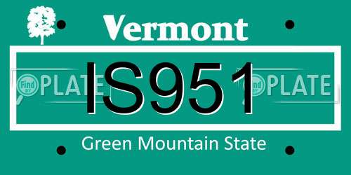 IS951 Vermont License Plate
