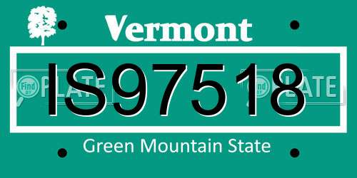 IS97518 Vermont License Plate