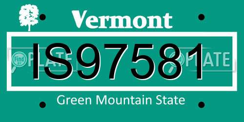IS97581 Vermont License Plate