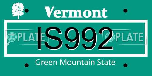 IS992 Vermont License Plate
