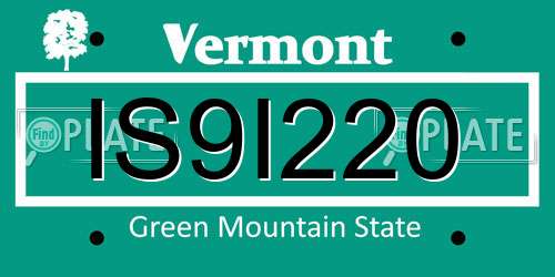 IS9I220 Vermont License Plate