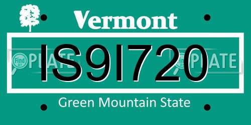 IS9I720 Vermont License Plate