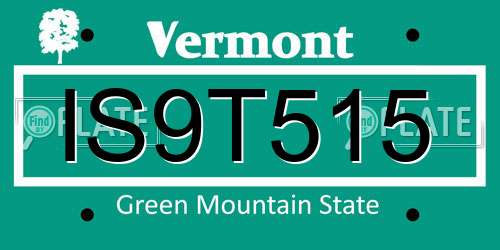 IS9T515 Vermont License Plate