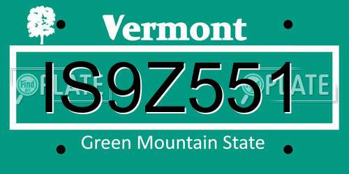 IS9Z551 Vermont License Plate