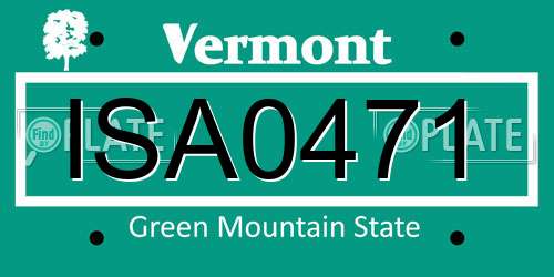 ISA0471 Vermont License Plate