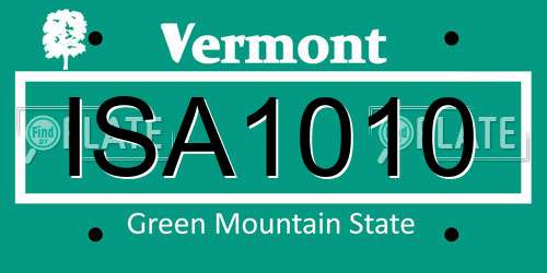 ISA1010 Vermont License Plate