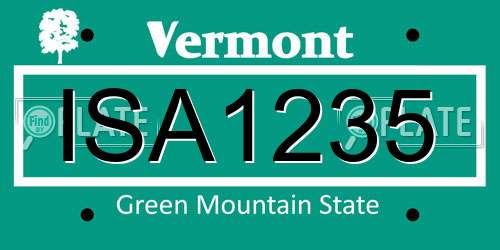 ISA1235 Vermont License Plate