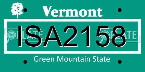 ISA2158 Vermont License Plate