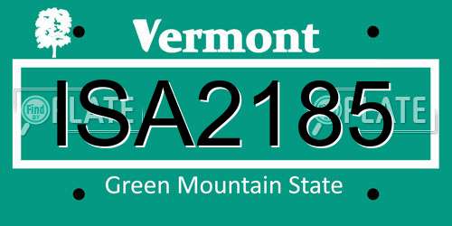 ISA2185 Vermont License Plate