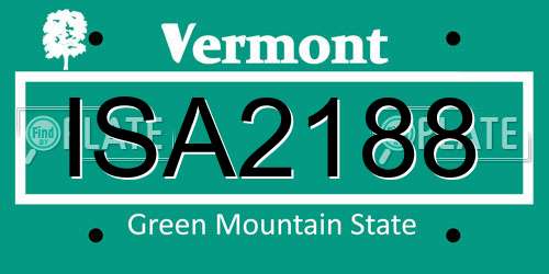 ISA2188 Vermont License Plate