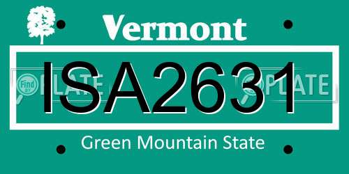 ISA2631 Vermont License Plate