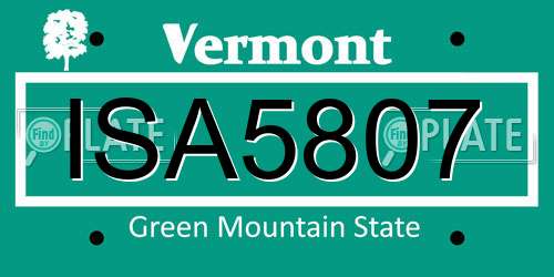 ISA5807 Vermont License Plate