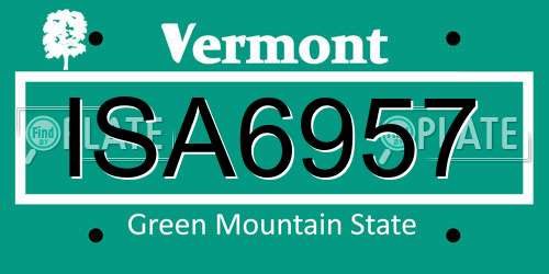ISA6957 Vermont License Plate