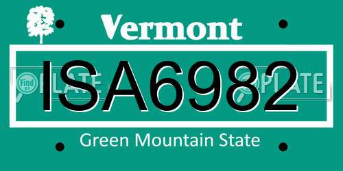 ISA6982 Vermont License Plate