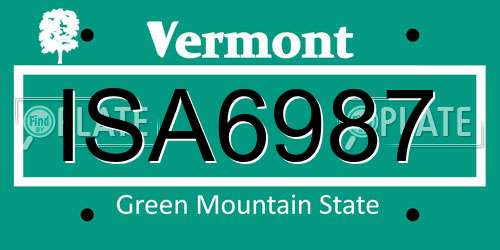 ISA6987 Vermont License Plate