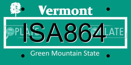 ISA864 Vermont License Plate