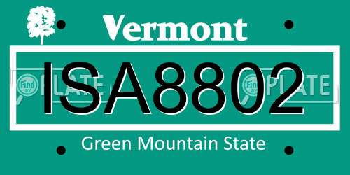 ISA8802 Vermont License Plate