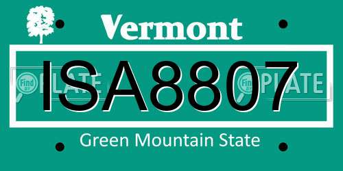 ISA8807 Vermont License Plate