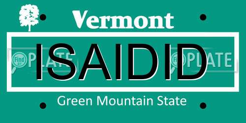 ISAIDID Vermont License Plate